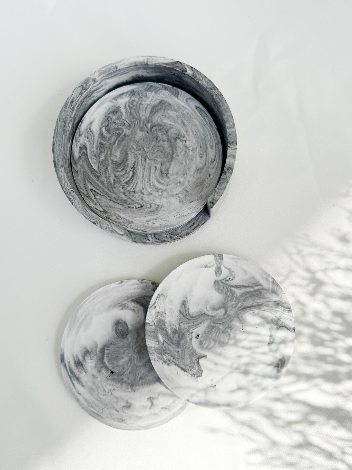 Grey & White Coaster Set