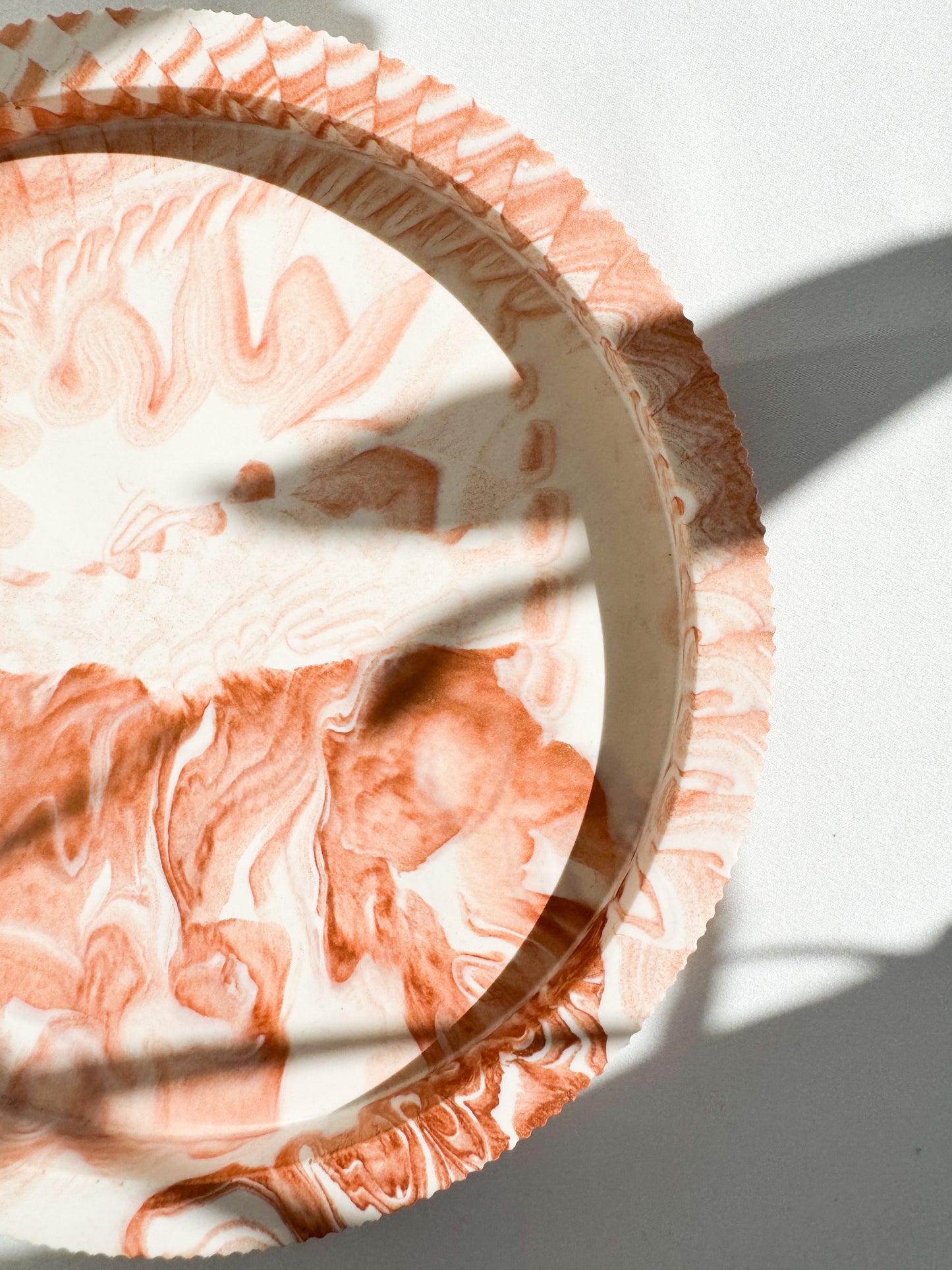 Big White&Bronze Round Tray