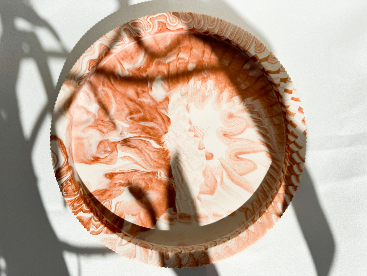 Big White&Bronze Round Tray