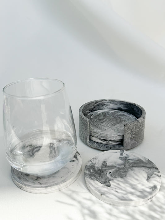 Grey & White Coaster Set