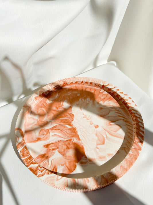 Big White&Bronze Round Tray